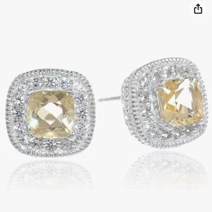 Like New Sterling Silver & Citrine Stud Earrings
